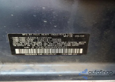 2009 Subaru Impreza Outback Sport from USA, damaged, VIN JF1GH63689H808501